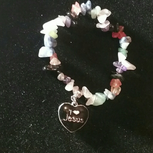 Jewelry - 🎀I ♡ Jesus multi Stone bracelet preowned